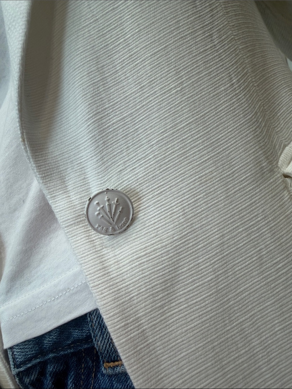 rag & bone White Single-Button Linen-Blend Blazer - Picture 2 of 3